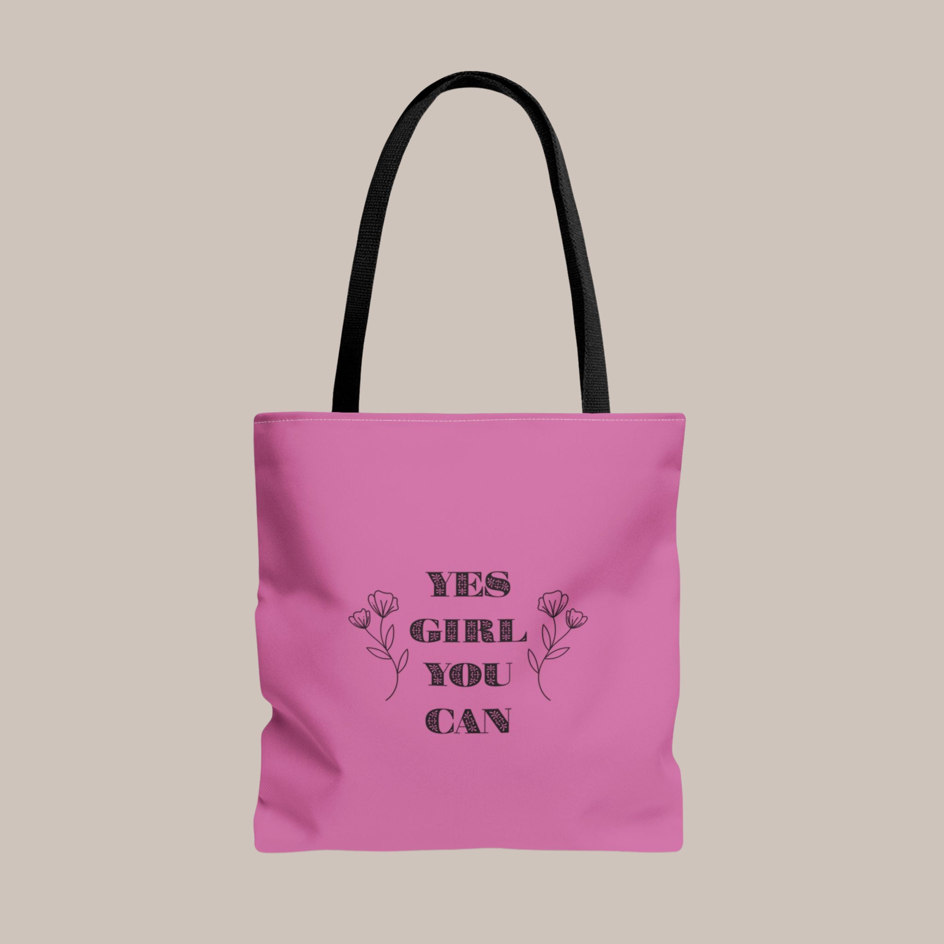 ita bag, tote bag, quote tote, motivational bag, yes girl you can, floral tote, gift for her, everyday bag, reusable bag, shopping bag, women empowerment, inspirational gift, flower design