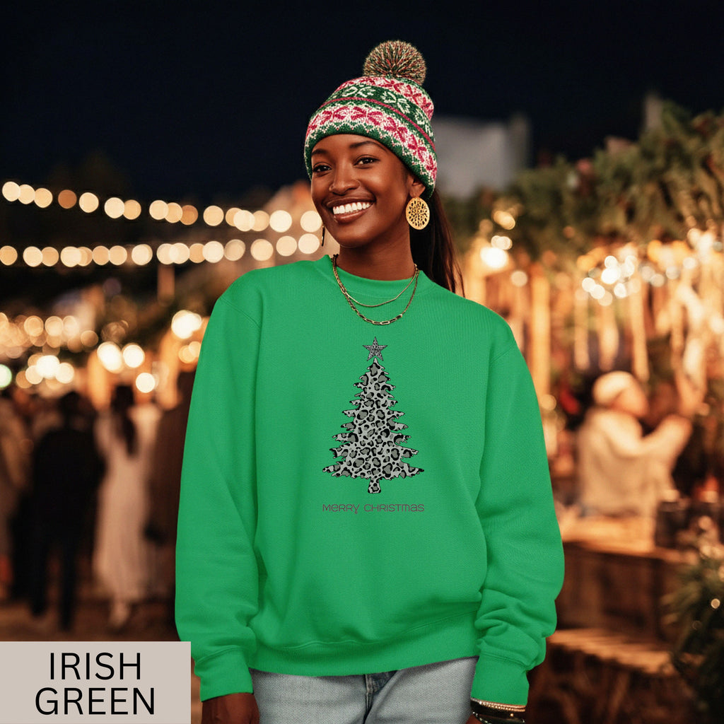 Unisex Sweatshirt, christmas sweater, holiday sweatshirt, cozy crewneck, christmas gift idea, winter sweater, unisex christmas top, festive sweatshirt, xmas jumper, holiday outfit, leopard xmas tree, merry xmas shirt, leopard print