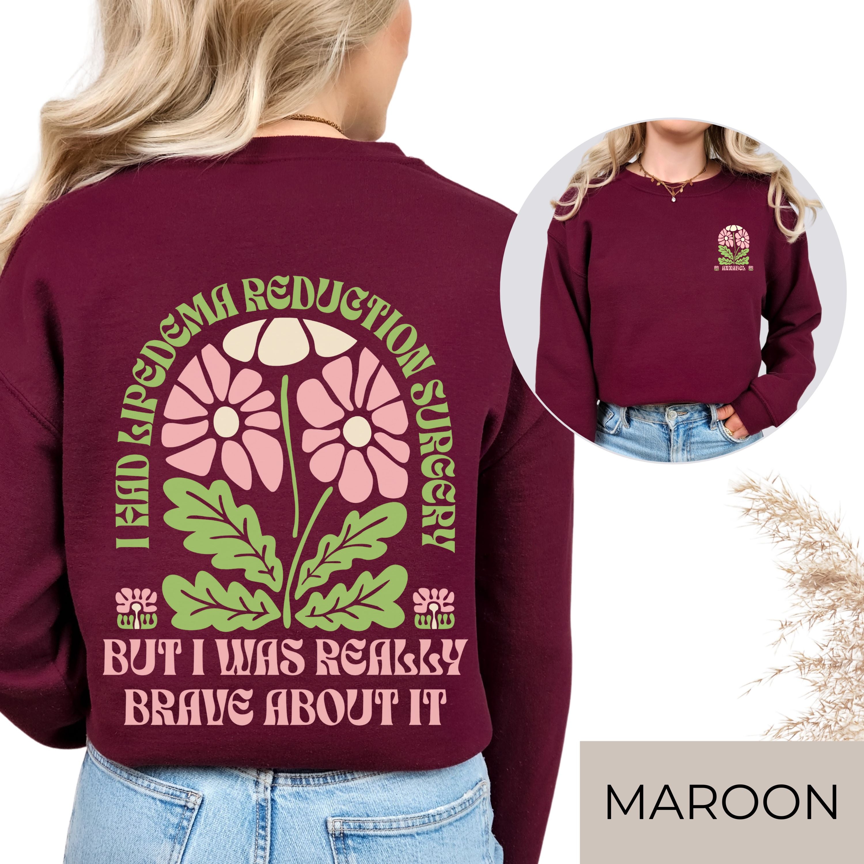 lipedema sweatshirt, lipedema surgery, brave about sweater, healing journey, self love pullover, body positivity gift, illness awareness, empowerment sweater, mental health merch, unisex gildan 18000, flower sweatshirt, self care clothing, healing gift for her