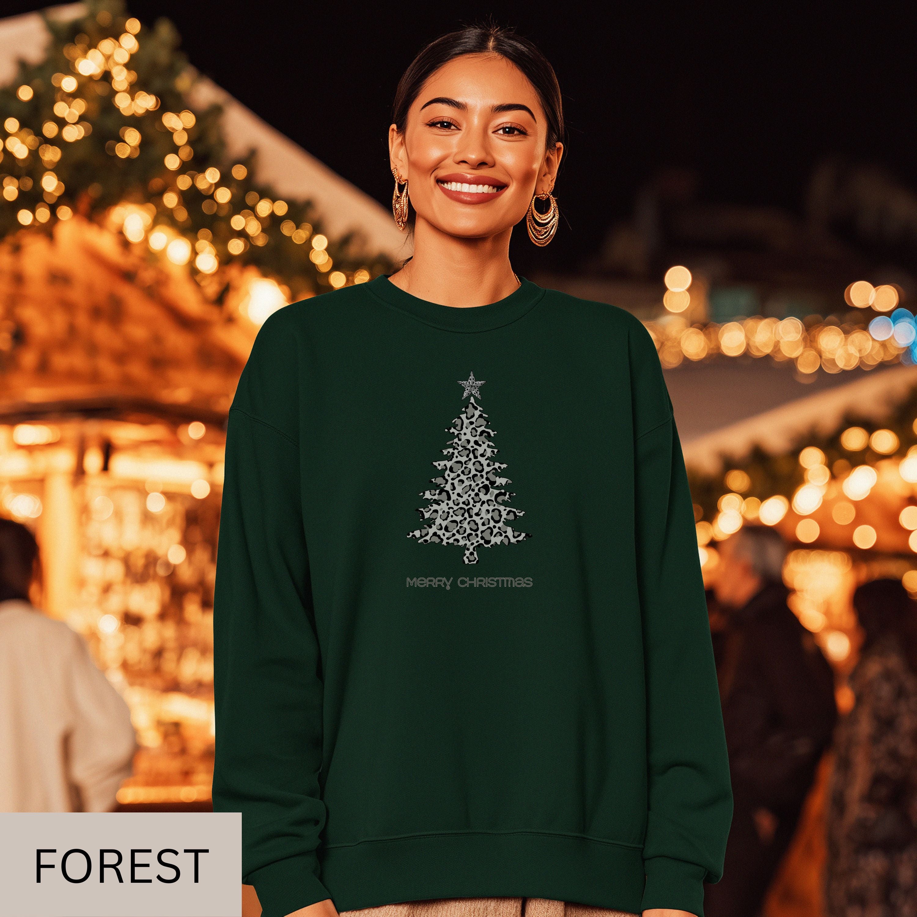 Unisex Sweatshirt, christmas sweater, holiday sweatshirt, cozy crewneck, christmas gift idea, winter sweater, unisex christmas top, festive sweatshirt, xmas jumper, holiday outfit, leopard xmas tree, merry xmas shirt, leopard print