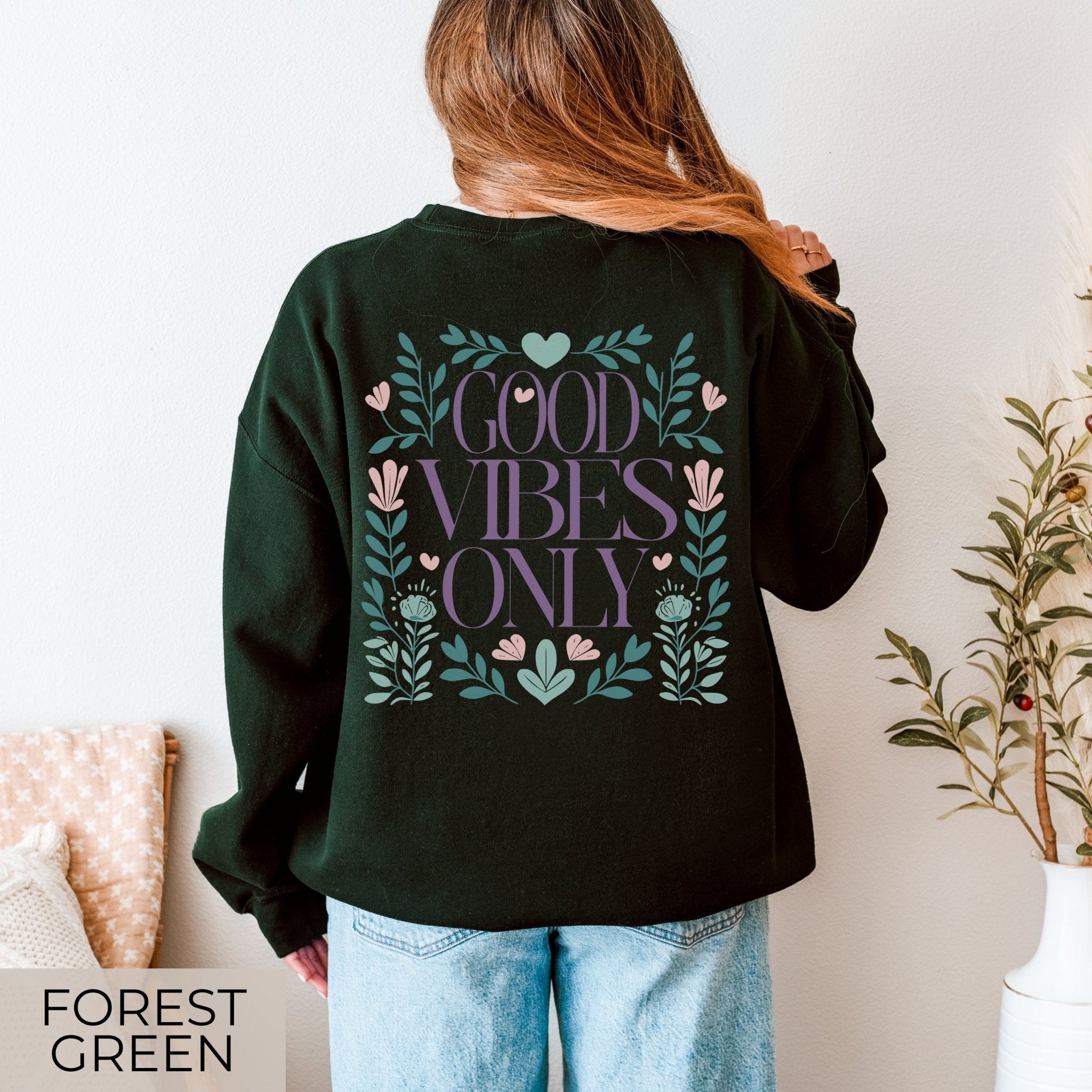 Good Vibes Only Sweater • Floral Retro Pullover - SoulDesignsAnnabel