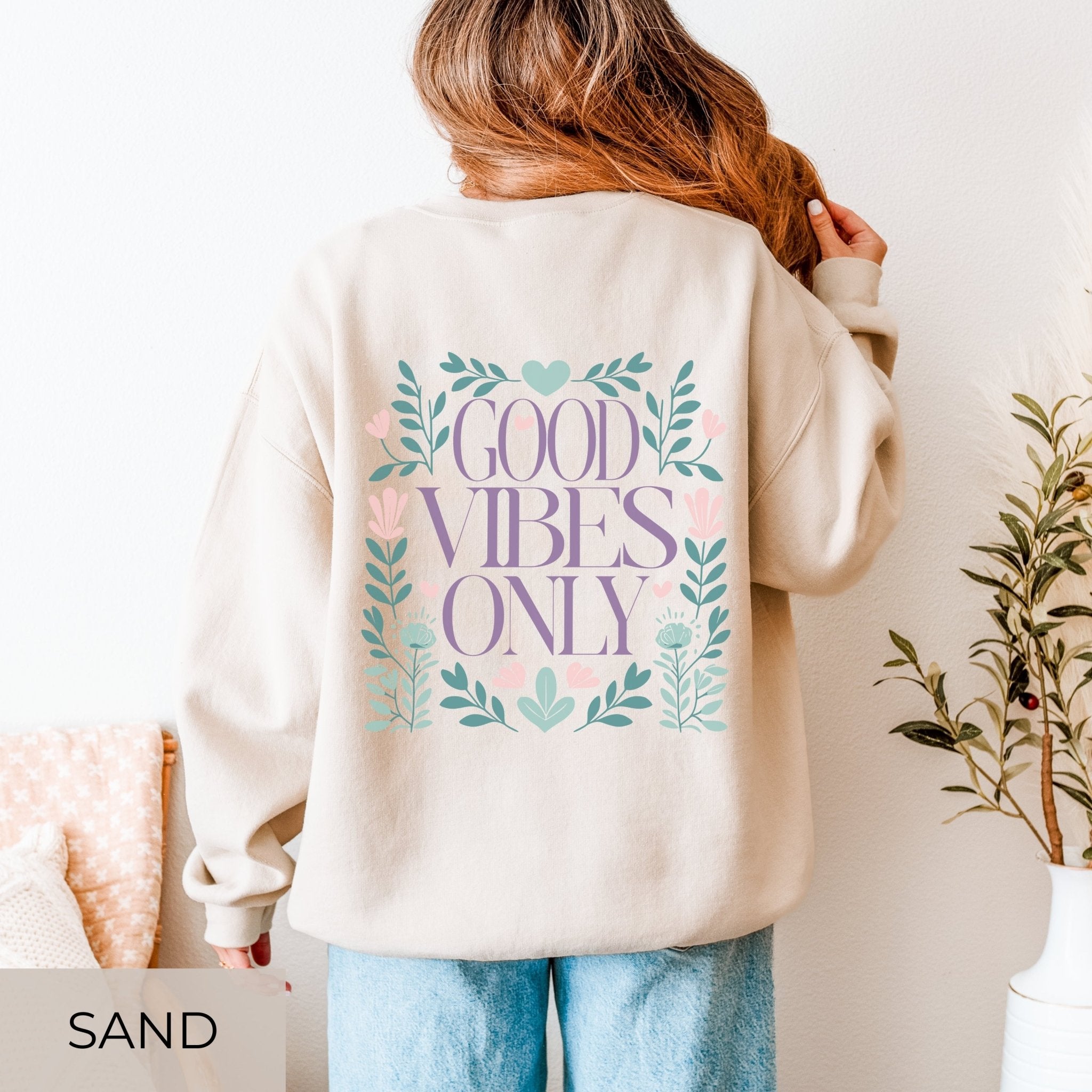 Good Vibes Only Sweater • Floral Retro Pullover - SoulDesignsAnnabel