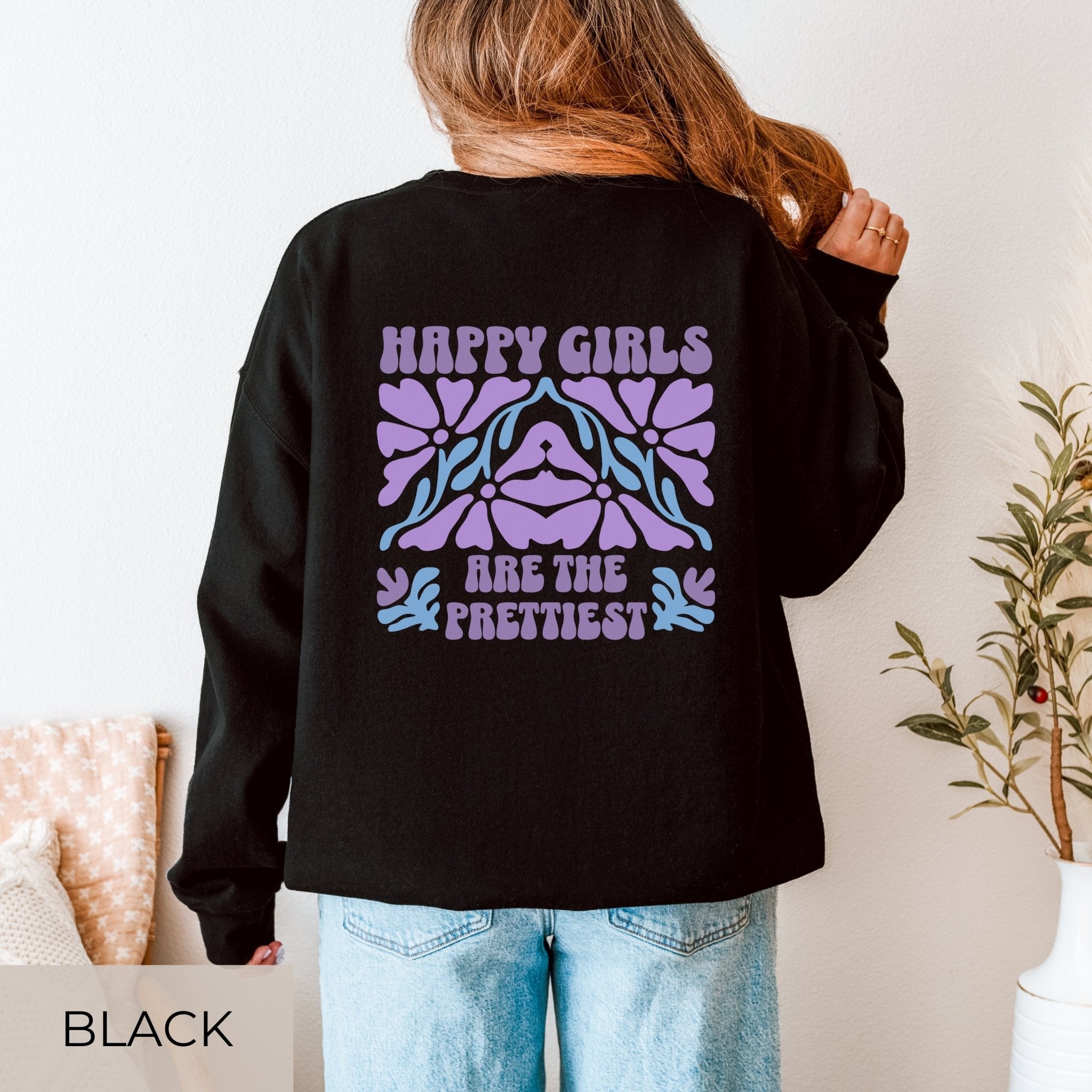 Happy Girls Are The Prettiest Sweater – Retro Boho Pullover - SoulDesignsAnnabel