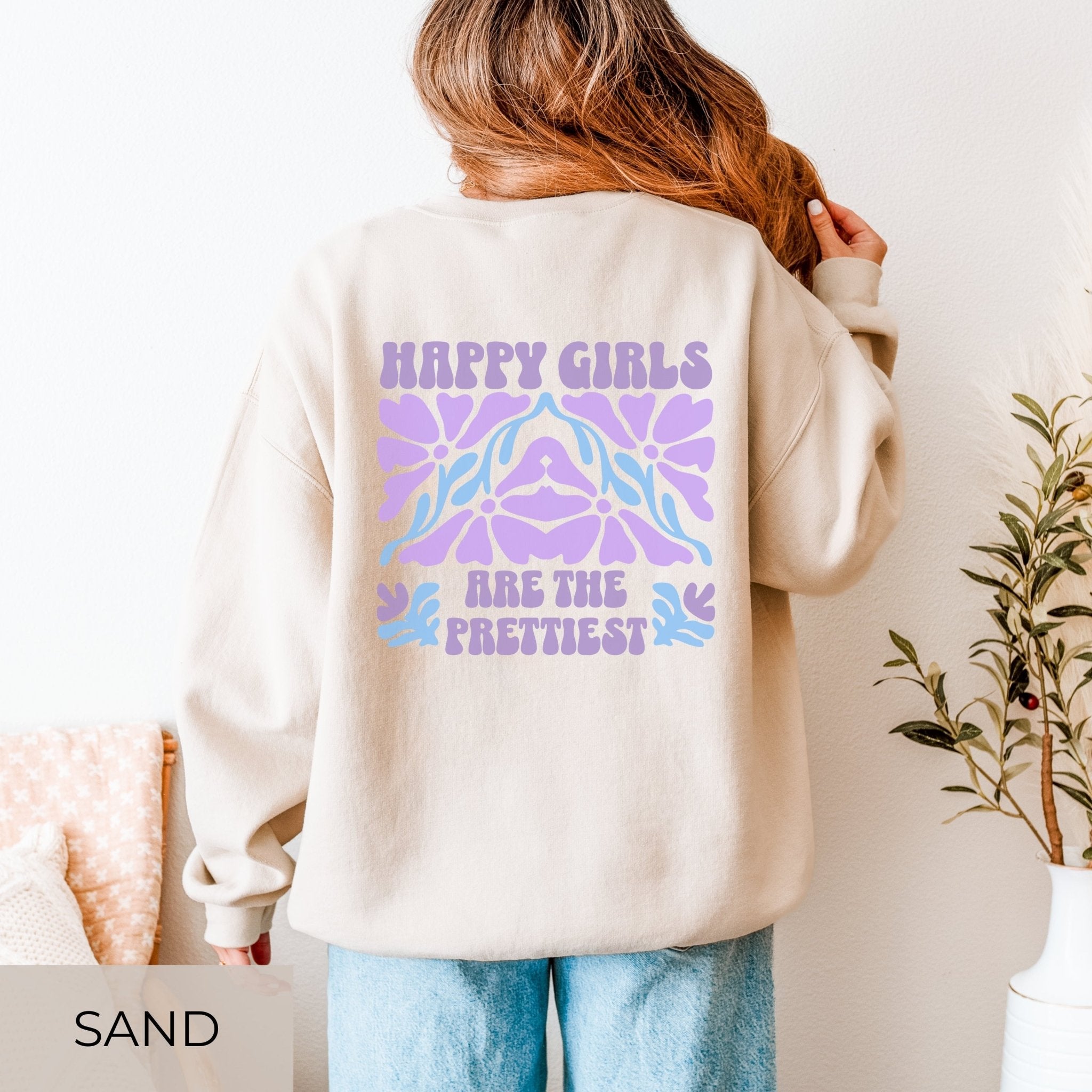 Happy Girls Are The Prettiest Sweater – Retro Boho Pullover - SoulDesignsAnnabel