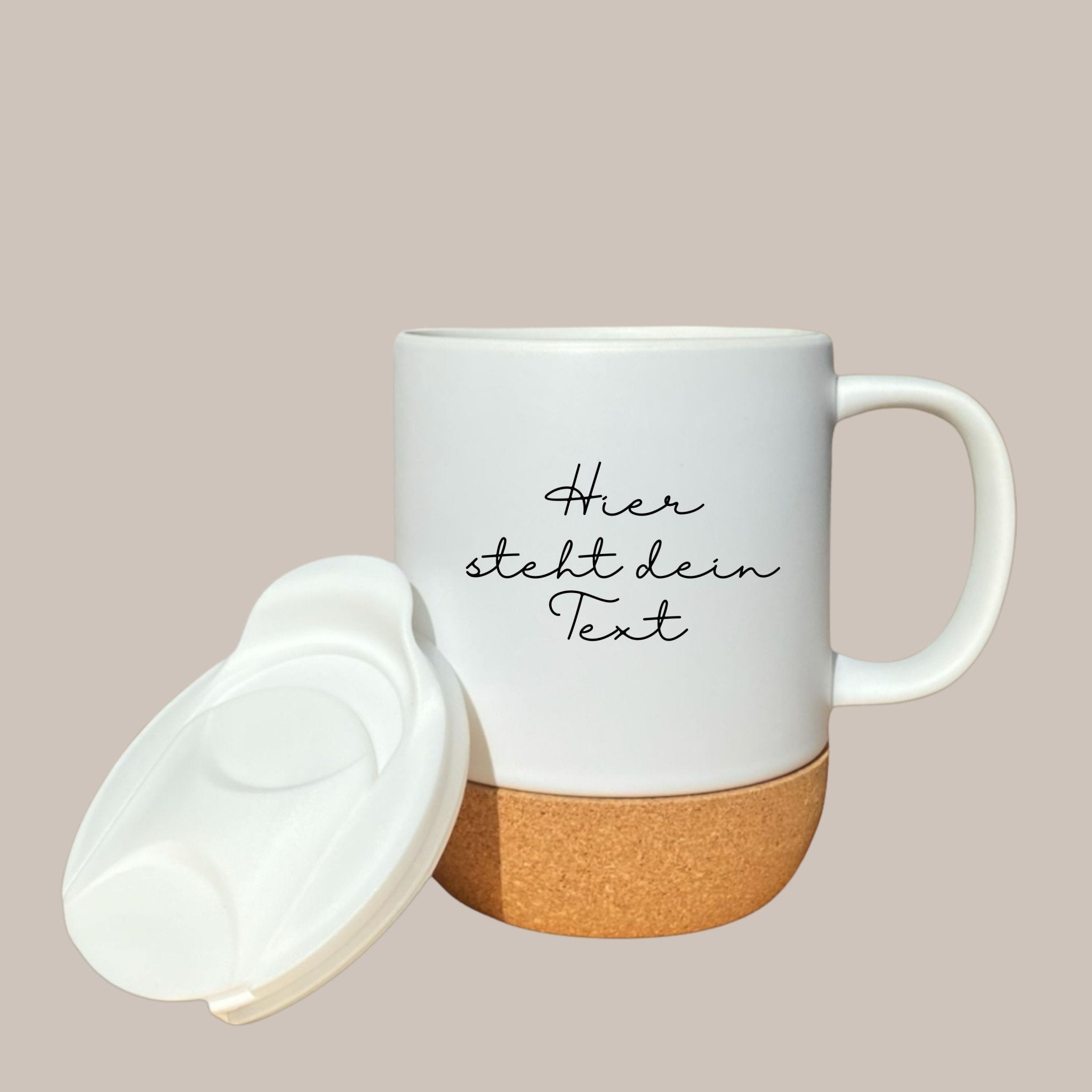 Korktasse mit abstraktem Gesicht | Ergänze deinen persönlichen Spruch - SoulDesignsAnnabel