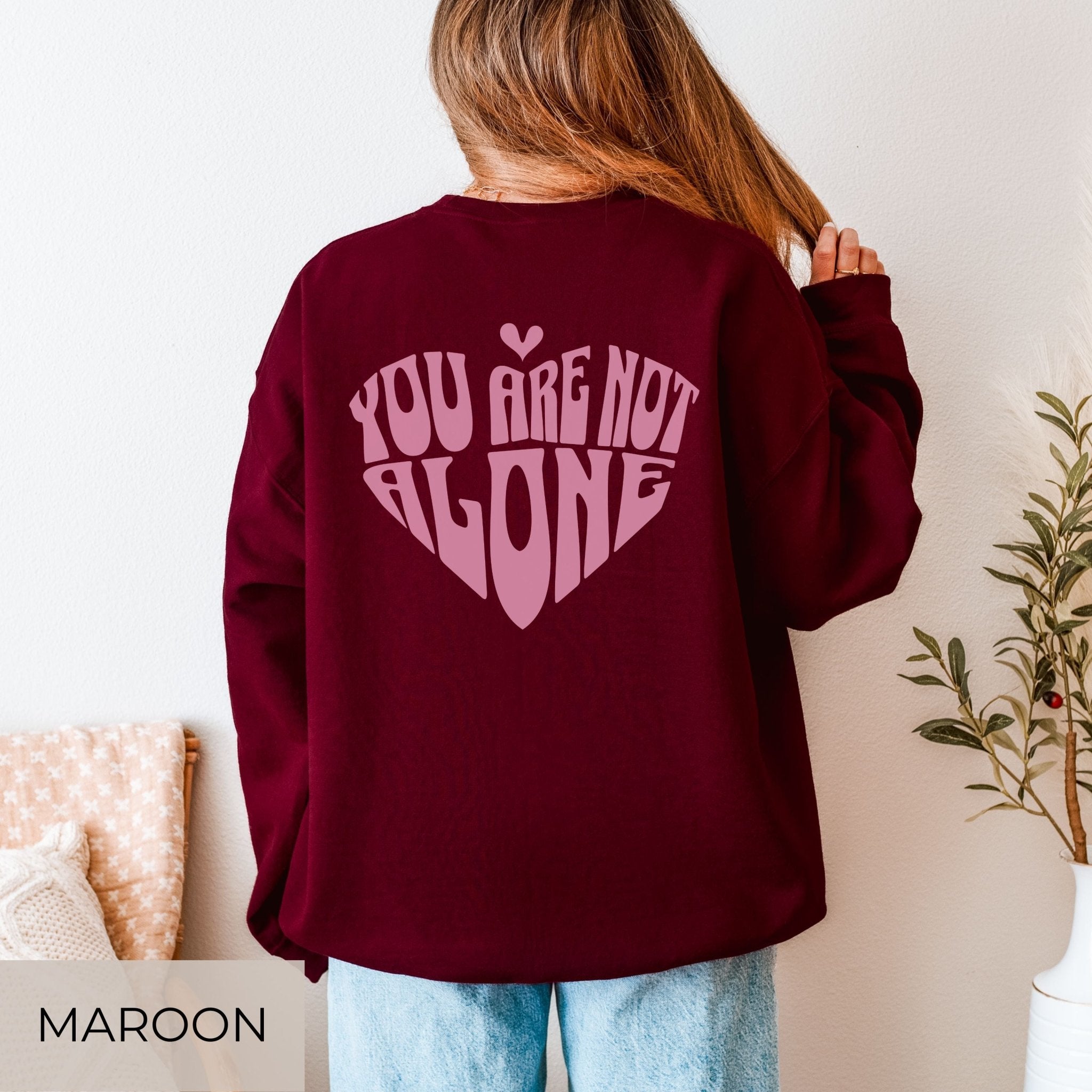 "You Are Not Alone" Sweater – Front & Back Print - SoulDesignsAnnabel